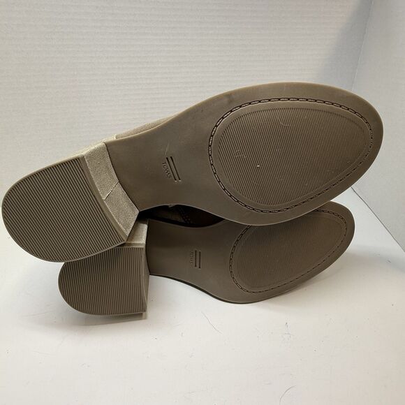 Tom’s Evelyn Suede Heeled Booties Dune Suede Metallic Suede Sz 7 New - Picture 7 of 8